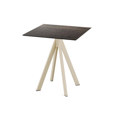 Table bistro Infinity avec piètement sable  plateau hpl riverwashed wood 70x70 cm - Veba  au meilleur prix sur Restock CHR