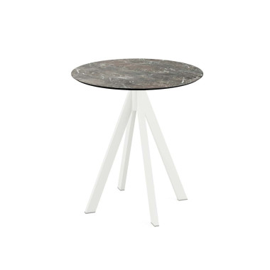 Table bistro Infinity avec piètement blanc  plateau hpl galaxy marble ø70 cm - Veba  au meilleur prix sur Restock CHR