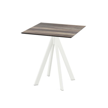 Table bistro Infinity avec piètement blanc  plateau hpl tropical wood 70x70 cm - Veba  au meilleur prix sur Restock CHR