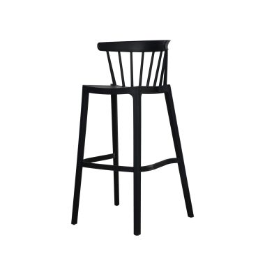 Tabouret de bar empilable en polypropylène Windson - Noir - Lot de 4 - Veba