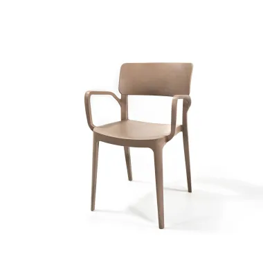 Chaise empilable avec accoudoirs en polypropylène Wing - Sable - Lot de 4 - Veba