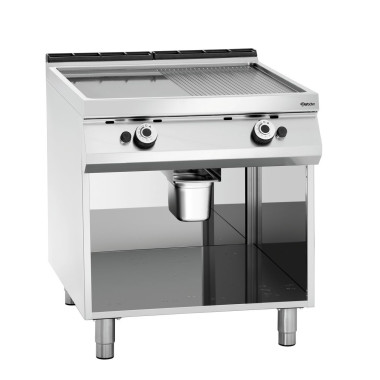 Plaque à snacker à gaz, 1/2+1/2, SO 18 kW Inox - Bartscher