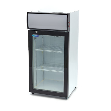 Réfrigérateur à boissons 80L avec 2 étagères réglables porte vitrée et éclairage LED - Maxima  au meilleur prix sur Restock CHR