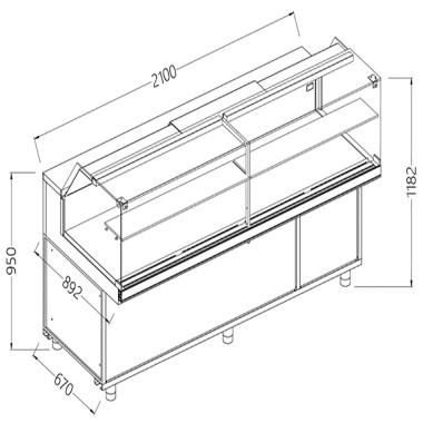 Vitrine snack chaud - sec vitres basses  groupe - Diamond  au meilleur prix sur Restock CHR