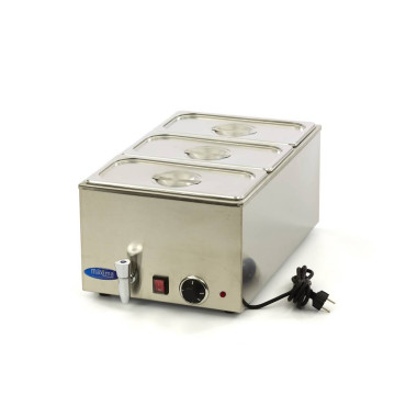 Bain-Marie - avec robinet - incluant un ensemble de 3 bacs GN 1/3 - Électrique - Maxima  au meilleur prix sur Restock CHR