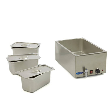 Bain-Marie - avec robinet - incluant un ensemble de 3 bacs GN 1/3 - Électrique - Maxima  au meilleur prix sur Restock CHR