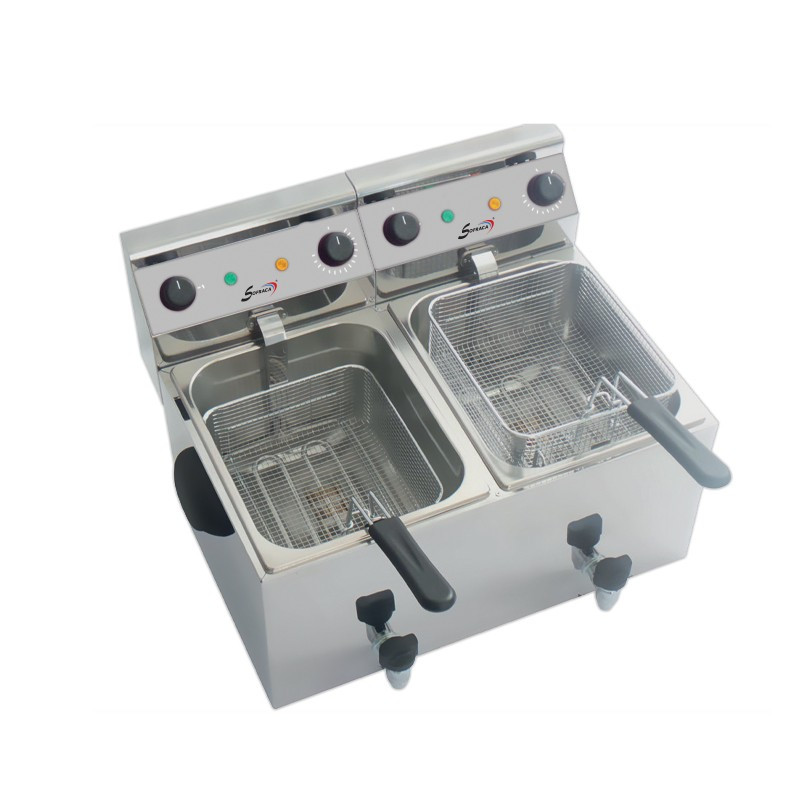 Bac de friture électrique de table - 2 x 8 Litres - 230 V - Sofraca