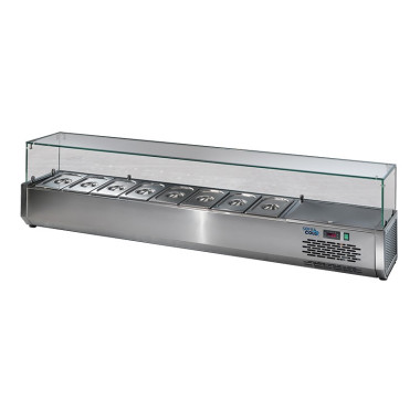 Présentoir réfrigéré gn 1/3 pour table à pizza - long. 2000 mm - Sofraca