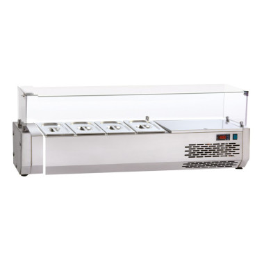 Présentoir réfrigéré gn 1/4 pour table à pizza - long. 1200 mm - Sofraca