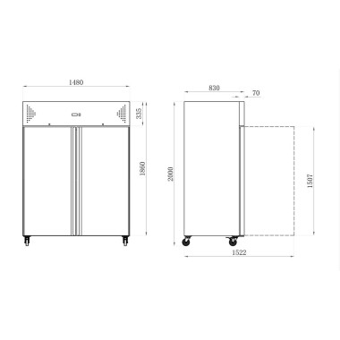 Armoire réfrigérée inox gn 2/1 - 1400 l - positive - 2 portes - AFI COLLIN-LUCY