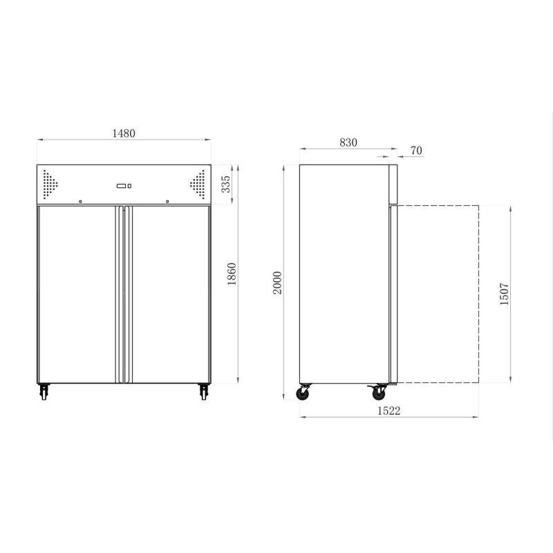 Armoire réfrigérée inox gn 2/1 - 1400 l - positive - 2 portes - AFI COLLIN-LUCY