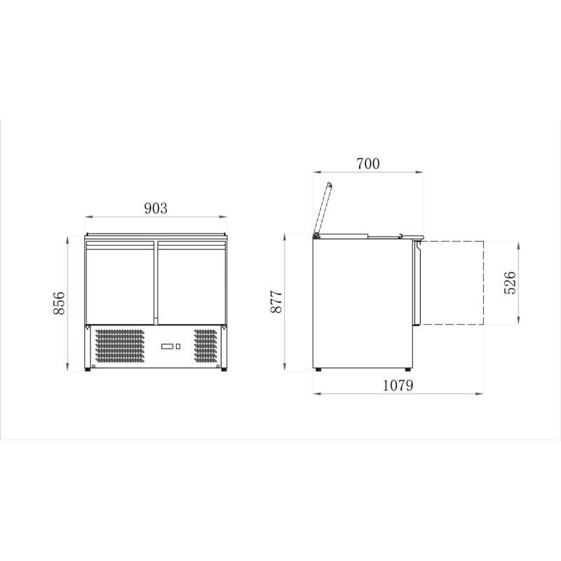 Saladette positive - 2 portes - long. 903 mm - AAS900 - AFI COLLIN-LUCY