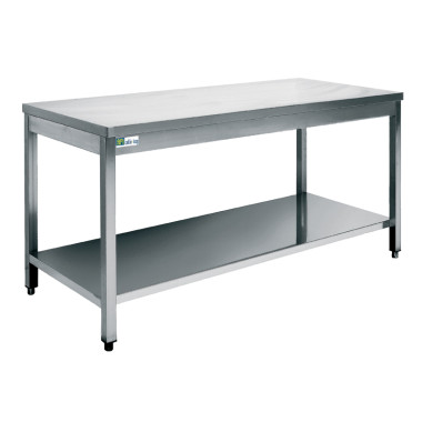 Table inox avec tablette inférieure - série 600 - long. 2500 mm - AFI COLLIN-LUCY