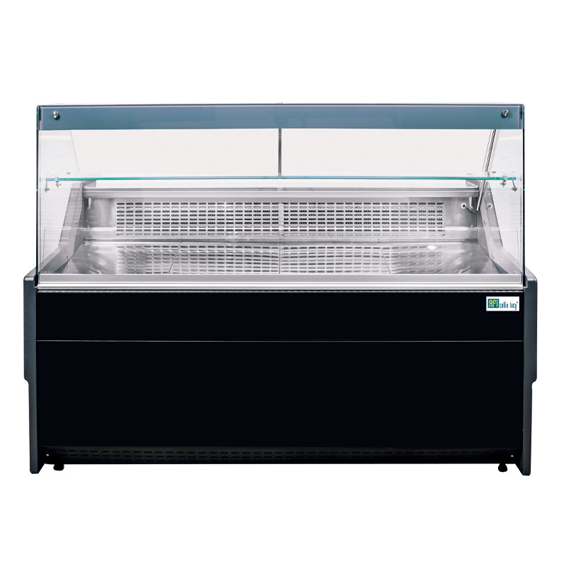 Comptoir d'exposition noir - vitrage droit - prof 900 mm - froid ventilé - VSA1500D.V1B - AFI COLLIN-LUCY