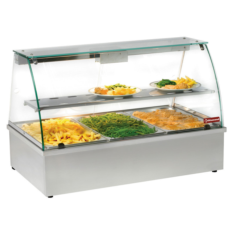 Vitrine chauffante bain-marie 3 GN 1/1 panoram. - Diamond  au meilleur prix sur Restock CHR