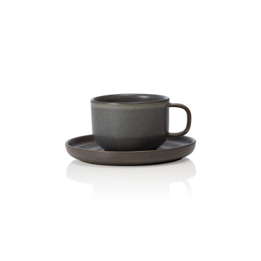 Tasse espresso & soucoupe 220 ml stone grey ROCKZZERO à la pièce - Was Germany