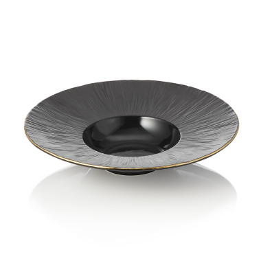 Assiette à pâtes Ø 27,5 cm noir bord doré MAYA KURO à la pièce - Was Germany