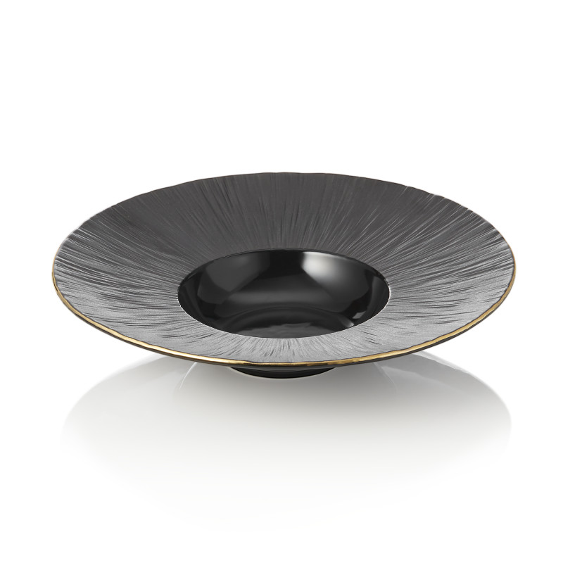 Assiette à pâtes Ø 27,5 cm noir bord doré MAYA KURO à la pièce - Was Germany