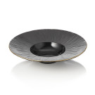 Assiette à pâtes Ø 27,5 cm noir bord doré MAYA KURO à la pièce - Was Germany