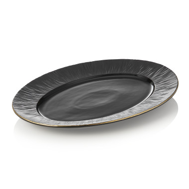 Plat 33 x 24,5 cm noir bord doré MAYA KURO à la pièce - Was Germany