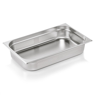 Bac inox perforé fond et côtés GN 1/1 H 100 mm 13 ltr GN ESSENTIALS à la pièce - Was Germany