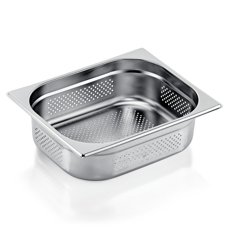 Bac inox perforé fond et côtés GN 1/2 H 100 mm 6,5 ltr GN ESSENTIALS à la pièce - Was Germany