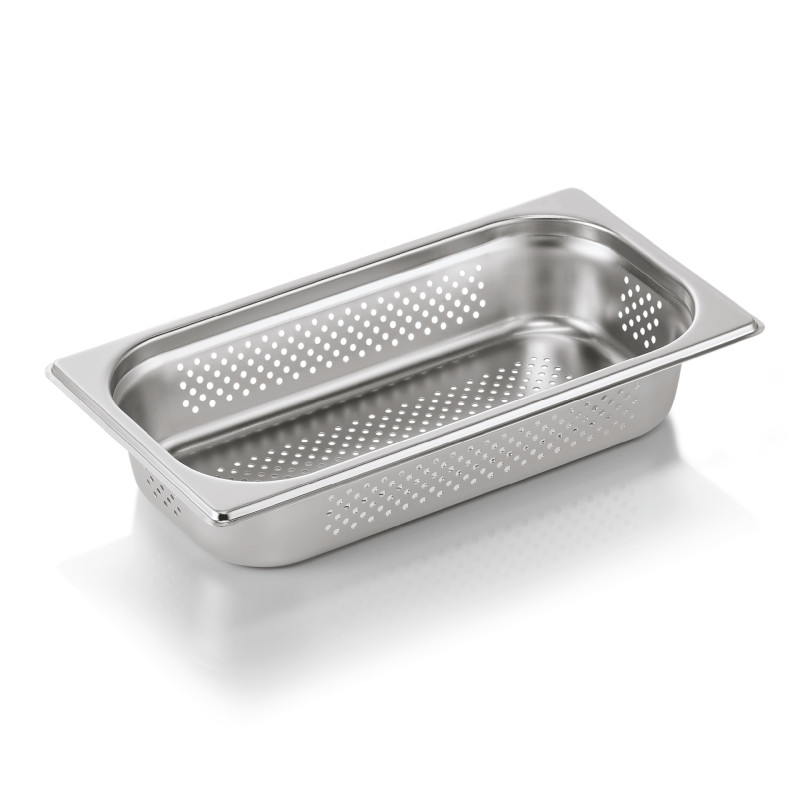 Bac inox perforé fond et côtés GN 1/3 H 65 mm 2,5 ltr GN ESSENTIALS à la pièce - Was Germany