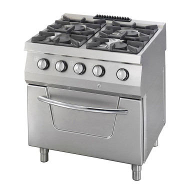 Heavy Duty cuisinière - 4 brûleurs - unité double - profondeur 70 cm - 37kW - gaz incl four - Maxima