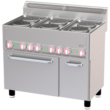 Fourneau 6 plaques électriques sur four à convection GN1/1 et armoire neutre - Diverso  au meilleur prix sur Restock CHR