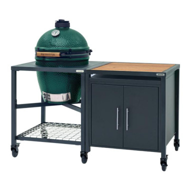 Pack LARGE - Table modulaire  Meuble placard avec plateau acacia - Egg - ConvEGGtor - 3 lots de 2 roues - Big Green Egg  au meil