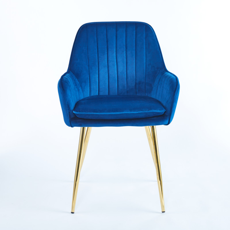 Chaise QUITTO Velours - Bleu - Madrid Mobiliario