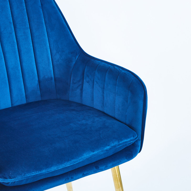 Chaise QUITTO Velours - Bleu - Madrid Mobiliario