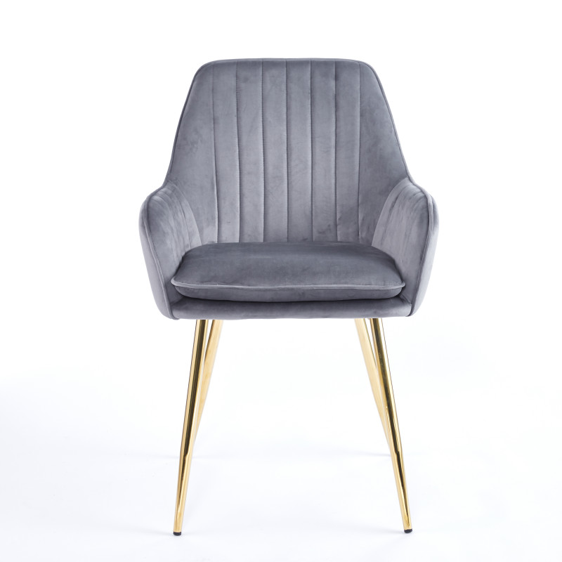 Chaise QUITTO Velours - Gris - Madrid Mobiliario