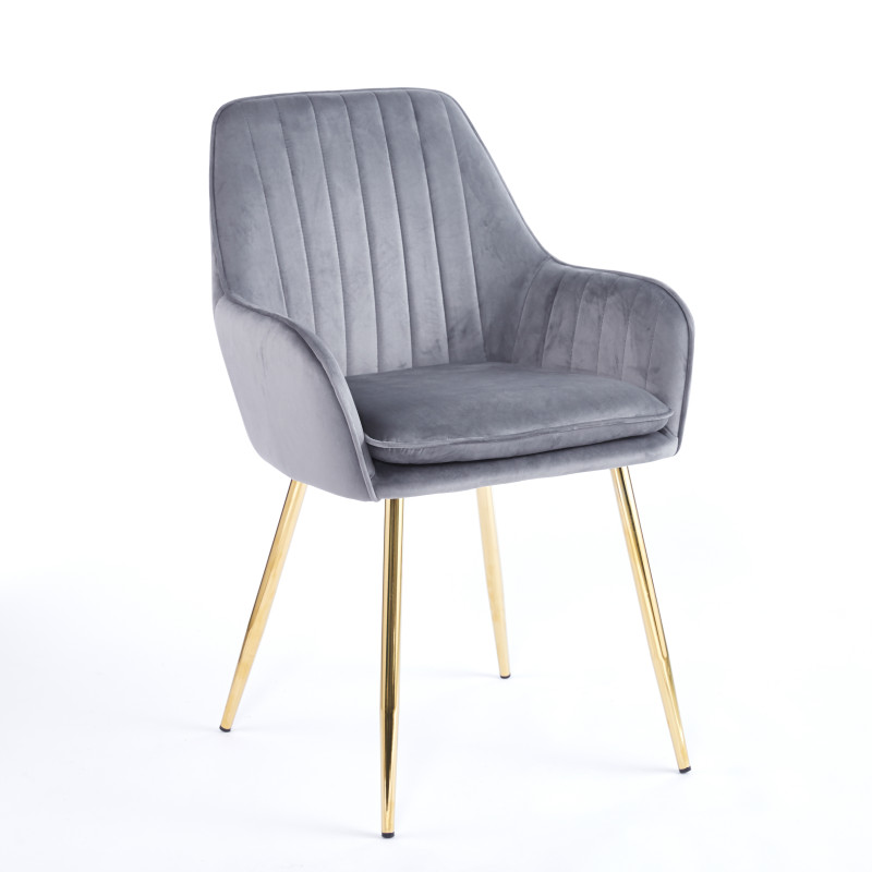 Chaise QUITTO Velours - Gris - Madrid Mobiliario