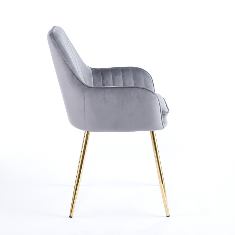 Chaise QUITTO Velours - Gris - Madrid Mobiliario