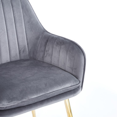 Chaise QUITTO Velours - Gris - Madrid Mobiliario