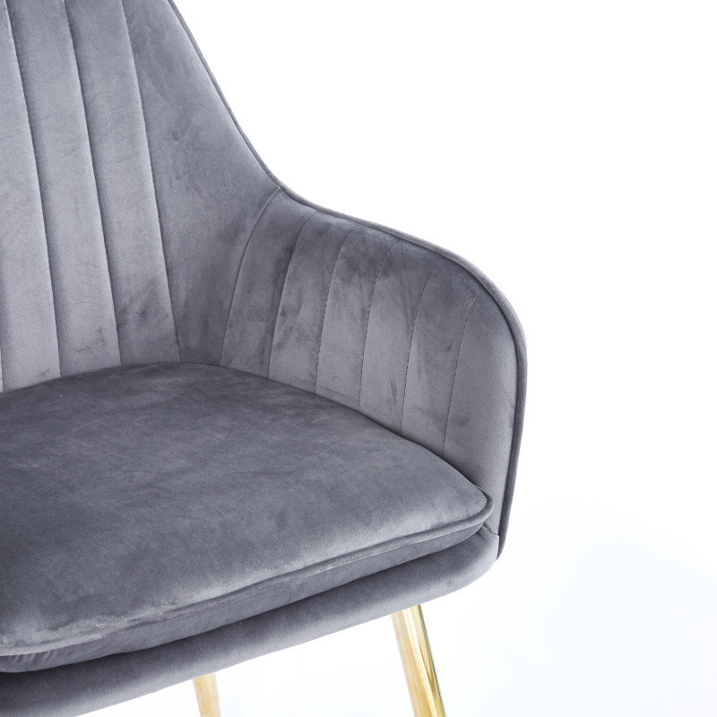 Chaise QUITTO Velours - Gris - Madrid Mobiliario