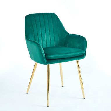 Chaise QUITTO Velours - Vert - Lot de 4 - Madrid Mobiliario