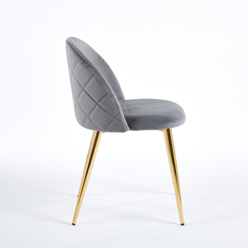 Chaise YUMI Velours - Gris - Lot de 4 - Madrid Mobiliario