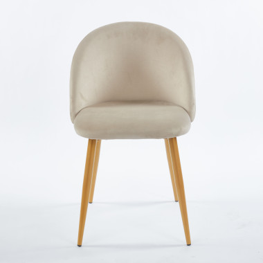 Chaise YUMI Velours - Beige - Lot de 4 - Madrid Mobiliario