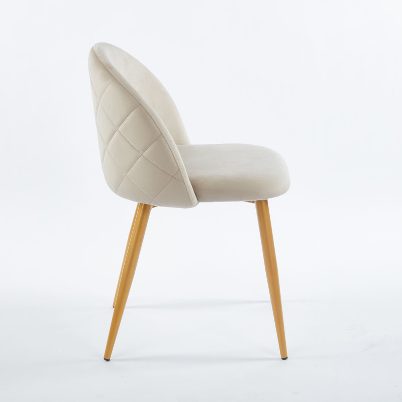 Chaise YUMI Velours - Beige - Lot de 4 - Madrid Mobiliario