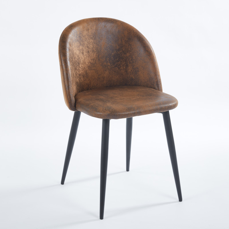 Chaise YUMI Simili-cuir - Marron - Lot de 4 - Madrid Mobiliario