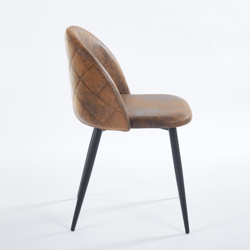 Chaise YUMI Simili-cuir - Marron - Lot de 4 - Madrid Mobiliario