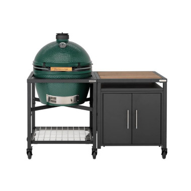 Pack XL - Table modulaire  Meuble placard avec plateau acacia - Egg - ConvEGGtor - 3 lots de 2 roues - Big Green Egg  au meilleu