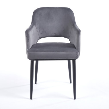 Chaise MAGGI Velours - Gris - Lot de 4 - Madrid Mobiliario