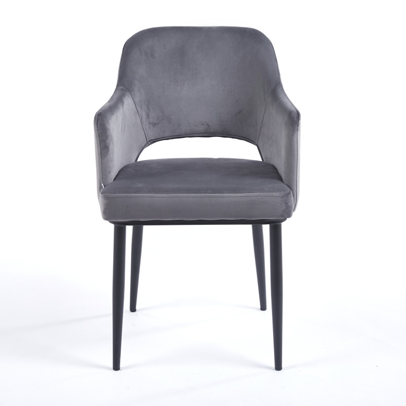 Chaise MAGGI Velours - Gris - Lot de 4 - Madrid Mobiliario