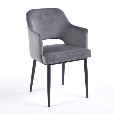 Chaise MAGGI Velours - Gris - Lot de 4 - Madrid Mobiliario