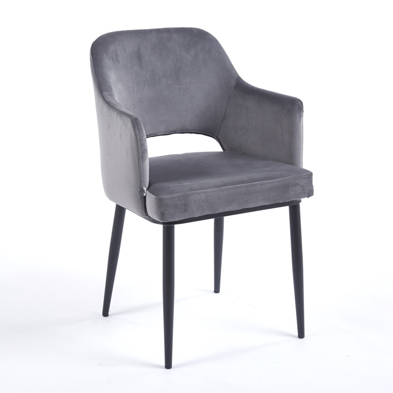 Chaise MAGGI Velours - Gris - Lot de 4 - Madrid Mobiliario