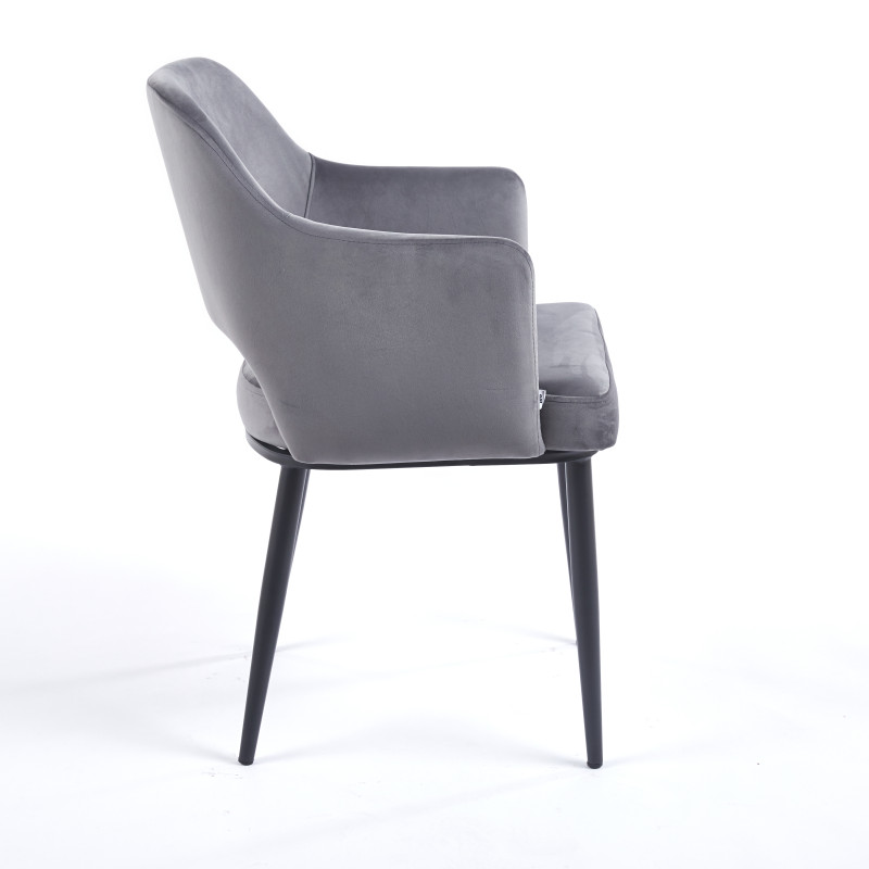 Chaise MAGGI Velours - Gris - Lot de 4 - Madrid Mobiliario