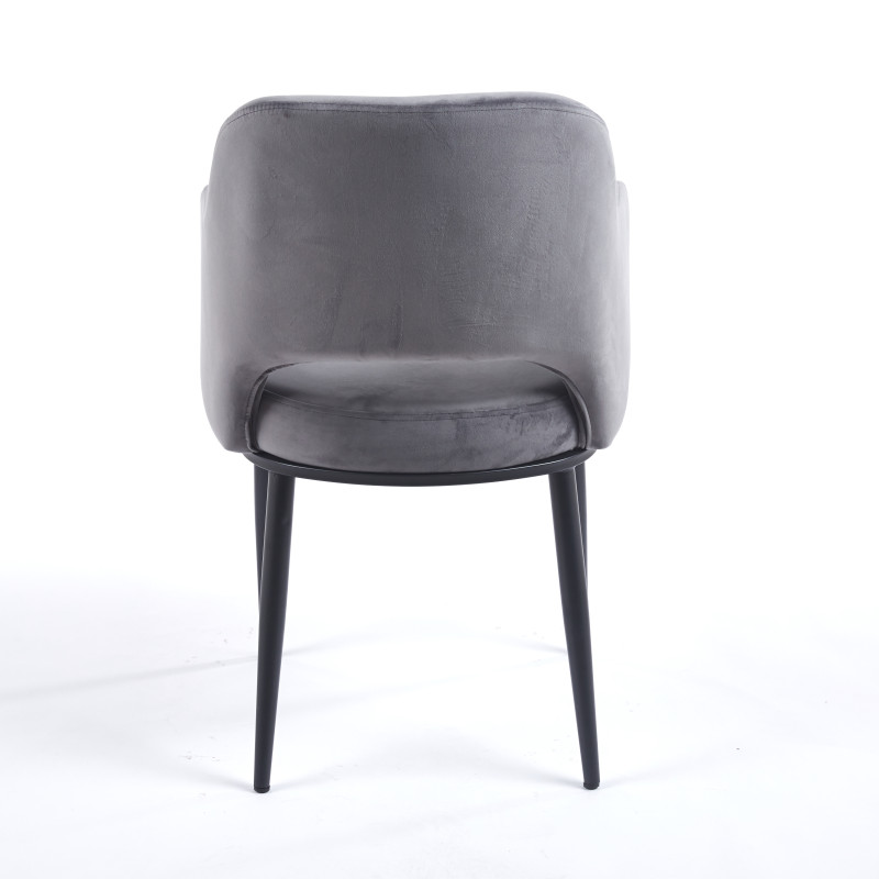 Chaise MAGGI Velours - Gris - Lot de 4 - Madrid Mobiliario
